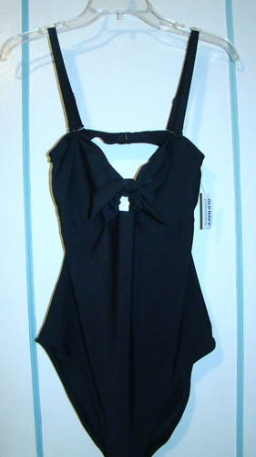 Old Navy Tie Front Keyhole One Piece Swimsuit, Black SizeLarge, NWT - Picture 4 of 6