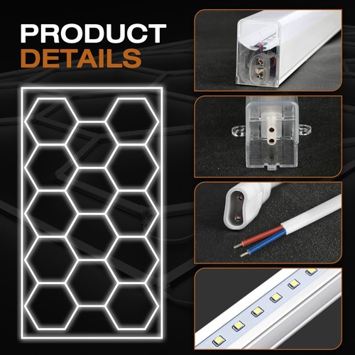 14 Hexagon LED Lighting Car Detail Garage Workshop Retail Light Honeycomb Hex - Picture 9 of 14