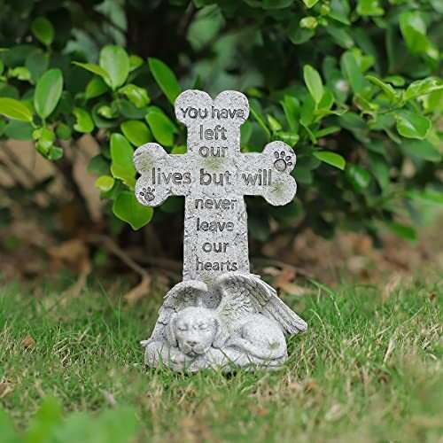 Hund Gedenkstatue schlafender Hund Engel Kreuz Grabstein Grabmal für Betrug... - Bild 8 von 8