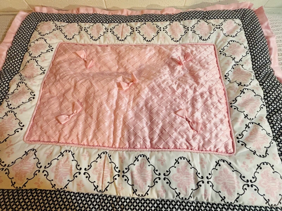 Lambs & Ivy粉色和黑色婴儿毯被子 — 第 2/4 张图片