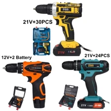 21V/12V Cordless Electric Drill Impact Drill Combo Set with Battery and Charger