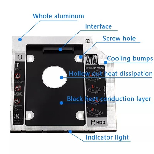 HDD Universal CD/DVD Caddy SATA to SATA Hard Drive Adapter For Laptop GX C5X9 - Photo 5/13