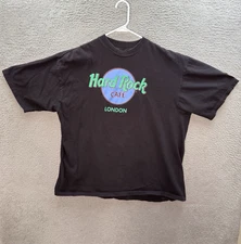Vintage Hard Rock Cafe Shirt Mens Extra Large Black Boxy Grunge Faded Skater Y2K