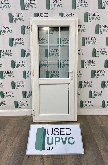 UPVC PVCU BACK ENTRANCE DOOR WHITE OUTWARD OPENING GEORGIAN BARS USED EXTERNAL UPVC PVCU BACK ENTRANCE DOOR WHITE OUTWARD OPENING GEORGIAN BARS USED EXTERNAL