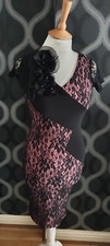 PROGRESS Vintage Look Black & Dusky Pink Lace Dress Size S