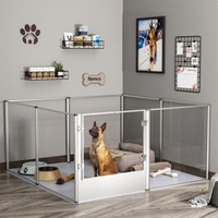 6/8 Panels XXL Dog Playpen Acrylic Pet Whelping Box Deep Fertility Cage Lockable 15