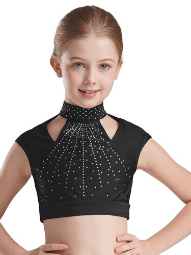 Girls Sets Workout 3Pcs Mock Neck Outfit Cutout Tracksuit Competition Shiny - Picture 9 of 48