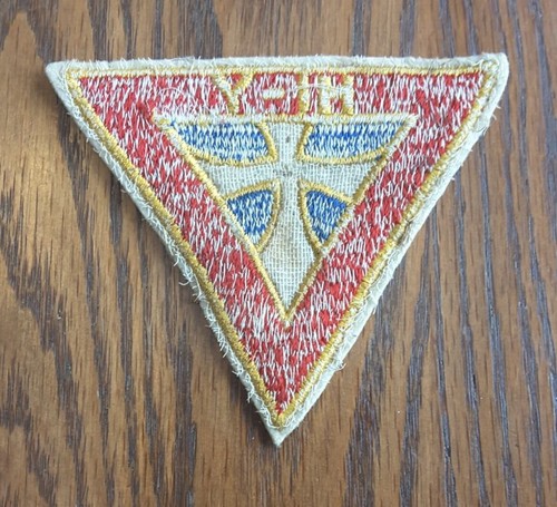 Vintage YMCA - HI -Y Club Cloth Patch Cross Sweater Jacket - Red, White, & Blue - Picture 2 of 2