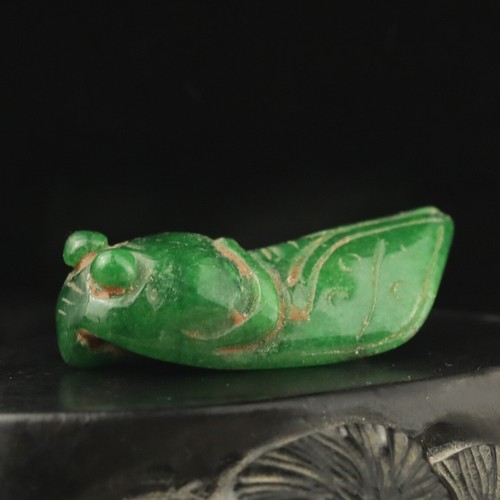 China Natural green Jade Hand Carved Statue cicada pendant q - Picture 5 of 5