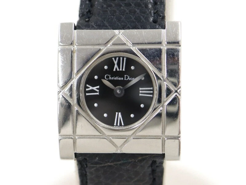 Montre Dior Christian Cool Carres SS cuir cadran noir quartz, occasion