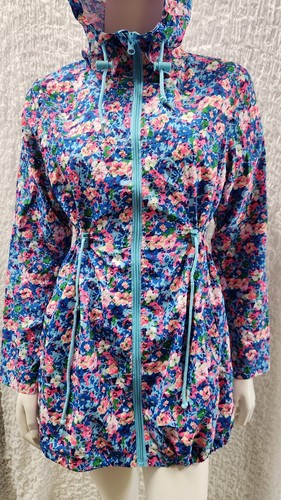 DENIM CO. Parka in a Pocket XS S 8 10 Jacket Floral Zip Front Raincoat Hood D6 - Picture 4 of 9