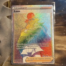 2020 Pokemon Vivid Voltage Leon #195/185 Secret Rare Rainbow Full Art