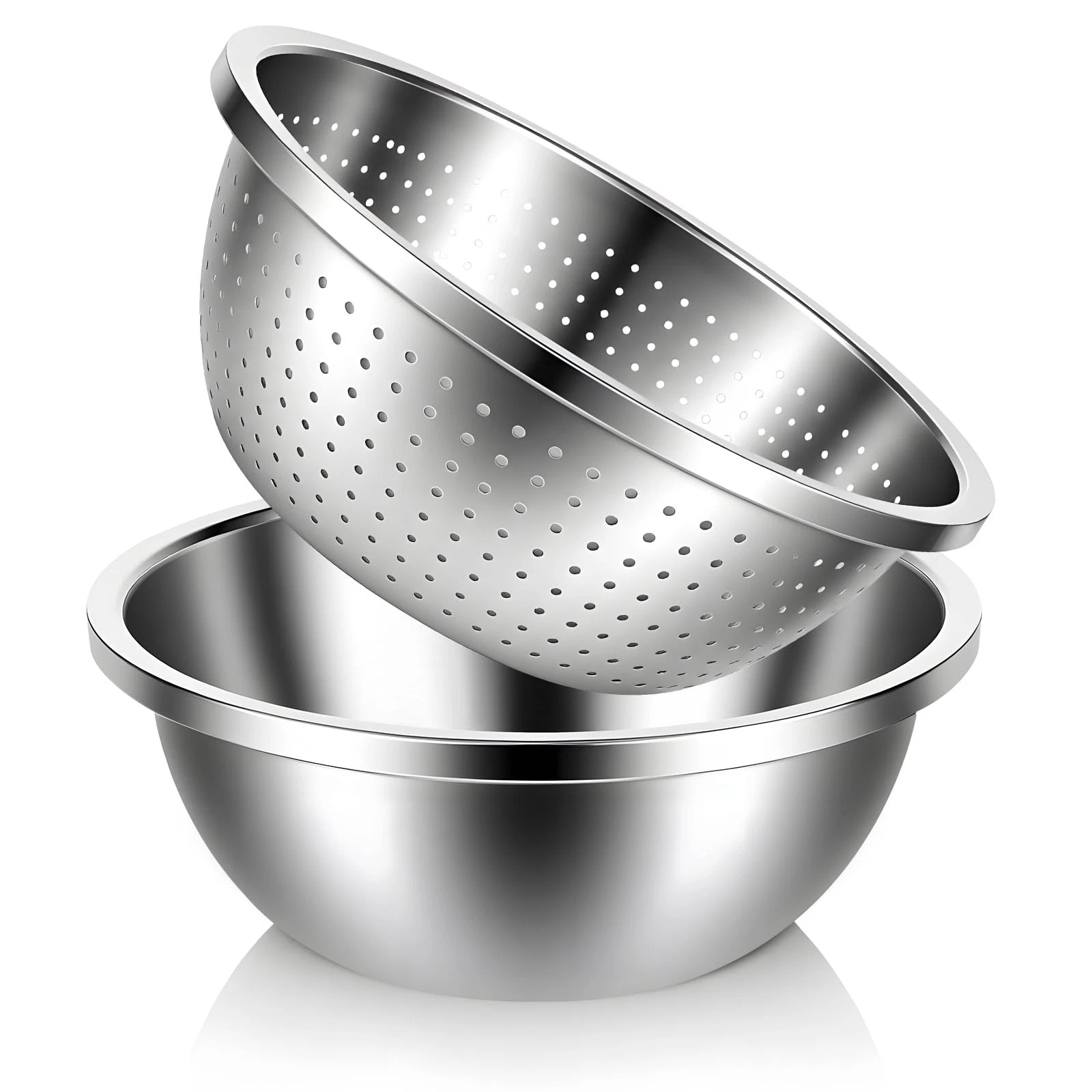 304 Stainless Steel Colander and Strainer, 5QT Large Capacity with Mixing Bow...