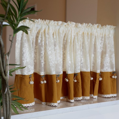 Lace Short Curtain Coffee Cabinet Door Curtain Dust-proof Curtain Half Home Chic - Picture 4 of 16