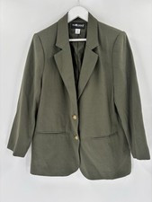 Vintage Sag Harbor Blazer Jacket Womens 10 Petite Green Single Breasted 1980s