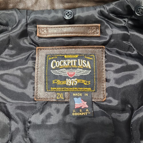 VTG COCKPIT USA G-1 BROWN Leather Flight Jacket With Removable Mouton Fur Collar - Picture 7 of 23