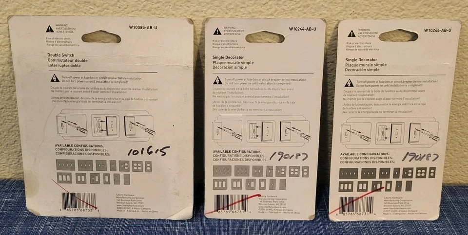 Liberty • Bronce Cepillado • Placa de Pared Interruptor de Luz • Lote de 3 • ¡Nuevo/Sellado! Foto 2 de 2