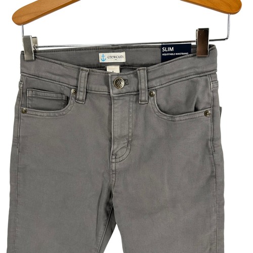 NWT Crewcuts Gray Solid Slim Fit Flat Front Adjustable Waist Casual Pants Size 8 - Picture 2 of 8