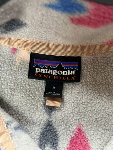 PATAGONIA Synchilla Womens M Pullover Fleece Wish Tails Gray Arrow Print Snap - Picture 6 of 13