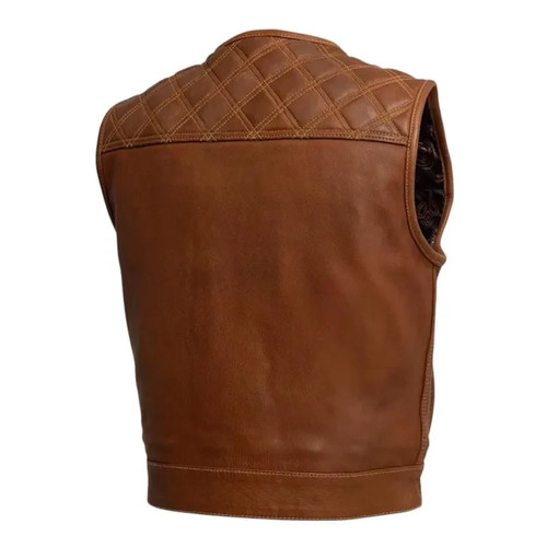 Premium Leather Motorcycle & Casual Custom Brown Vest Waistcoat for Bike Rider - Picture 3 of 4