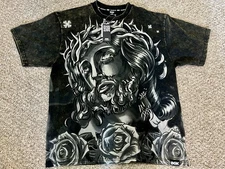 Deadstock NWT DGK AOP Jesus Tee All Day Black Wash T-Shirt Large New With Tags