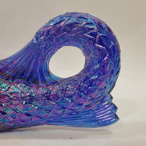 KOBALTBLAU KARNEVAL GLAS Fisch DELFIN Süßigkeiten ENDGÜLTIG bedeckt TEMPELGIPFEL Schale - Bild 7 von 18