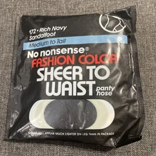 No Nonsense Fashion Color Pantyhose New Vintage Rich Navy Medium To Tall