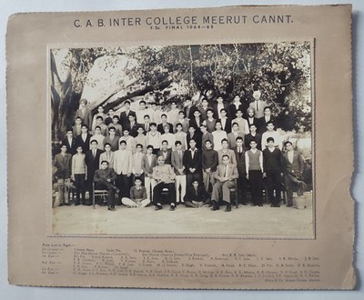 INDIA VINTAGE C.A.B. INTER COLLEGE MEERUT GROUP PHOTOGRAPH  8  X 11 INCH #74
