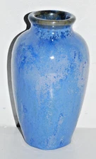 C 1920's  Era Fulper Pottery Glazed Vase Brilliant Blue Flambé Glaze  8 1/2"