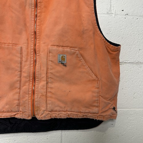 Y2K Carhartt Arctic Quilt-Lined Vest “Blaze Orange” V01 BLZ Men’s 2XL Worn - Picture 3 of 12