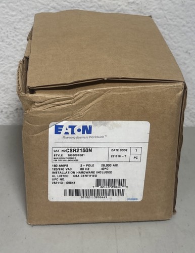 Eaton CSR2150N Circuit Breaker 2 Pole 150 Amps 120/240 VAC 60 HZ-New in Open Box - Picture 1 of 4