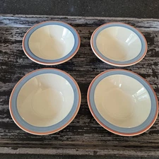 4 Restaurant Ware Imperia Blue Orange Rim Bowls Homer Laughlin