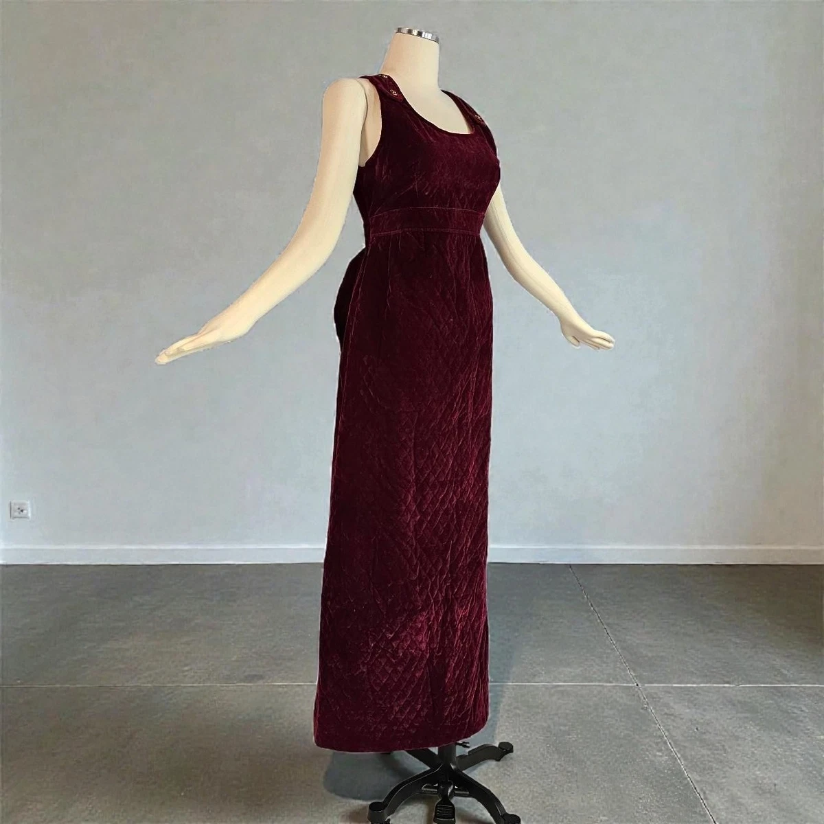 open lace back dress Raspberry Red Velvet 1970s Stevie Maxi Dress
