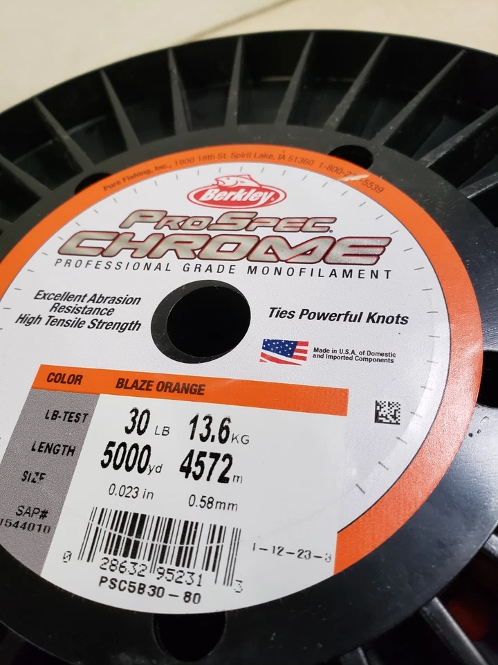 Berkley ProSpec Chrome Premium Mono Fishing Line 30lb, 5000Yd Blaze Orange - Image 2 of 4