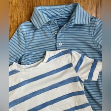 Tommy Bahama Set Of 2 Boy Shirt Size 5/6 active polo tshirt stripe Blue 1601