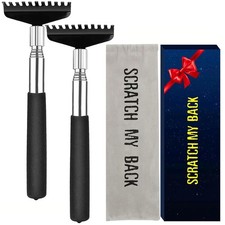 2 Pack Oversized Back Scratcher Set, Portable Extendable Stainless Steel Tele...