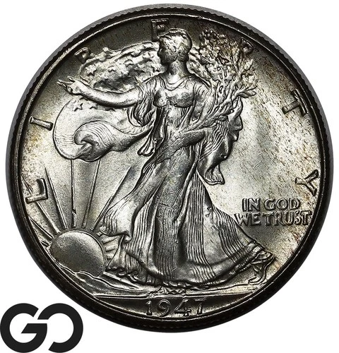 1947-D Walking Liberty Half Dollar, Solid Gem BU++