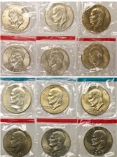 1973-1978 BU Ike Dollar Run US Mint Cello lot 12 Coin set