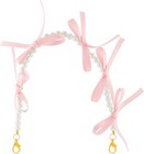 Ribbon Bow Coquette Balletcore Beaded Phone Charm Wrislet Short, Pink