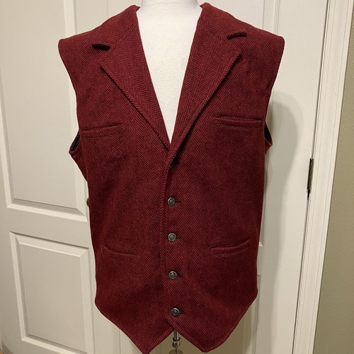 SCHAEFER Wollweste MCCLURE 707 rot Fischgrätmuster - Gr. XL TALL Made in USA - Bild 4 von 13