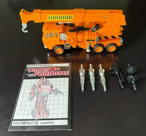 VTG 1985 Hasbro Transformers G1 Autobot Grapple Yellow Crane Toy Robot