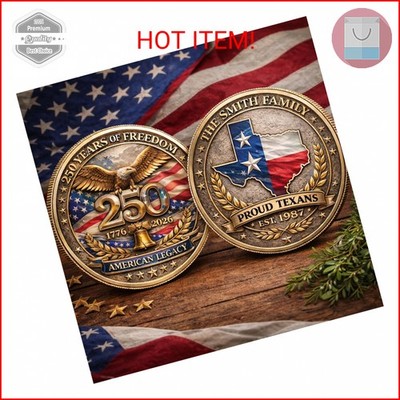 Fastpeace Personalized USA 250th Anniversary Coin Custom Family Name Texas Patri