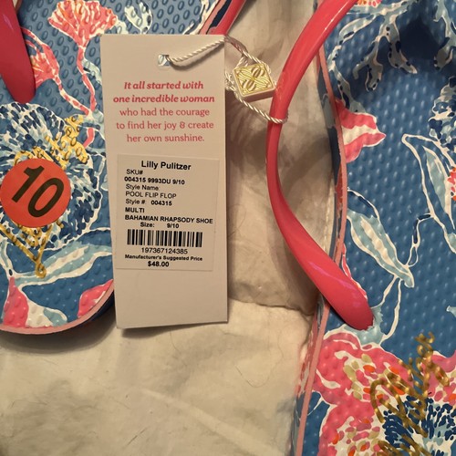 Lilly Pulitzer POOL FLIP FLOPS Bahamian Rhapsody Shoe Size 9/10 - Picture 2 of 3