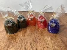 5 pcs MINI HONEYCOMB Bee Charm Candles - 2" tall Red Green Blue Orange