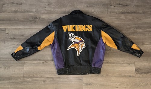Vintage G-III Carl Banks NFL Minnesota Vikings Full Zip Leather Jacket Men Large - Picture 16 of 23
