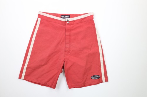 Vintage 90s Abercrombie & Fitch Mens 34 Faded Spell Out Board Shorts Trunks Red
