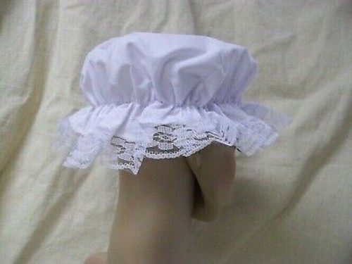 White Mop Cap Mob Hat Colonial Maid Granny Betsy Ross Bonnet Peasant Victorian - Picture 3 of 8