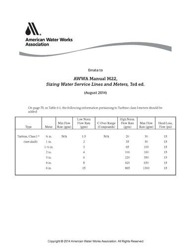 AWWA M22 Sizing Water Service Lines and Meters Manual with Errata to Table 6.1 - 第 5/5 張圖片