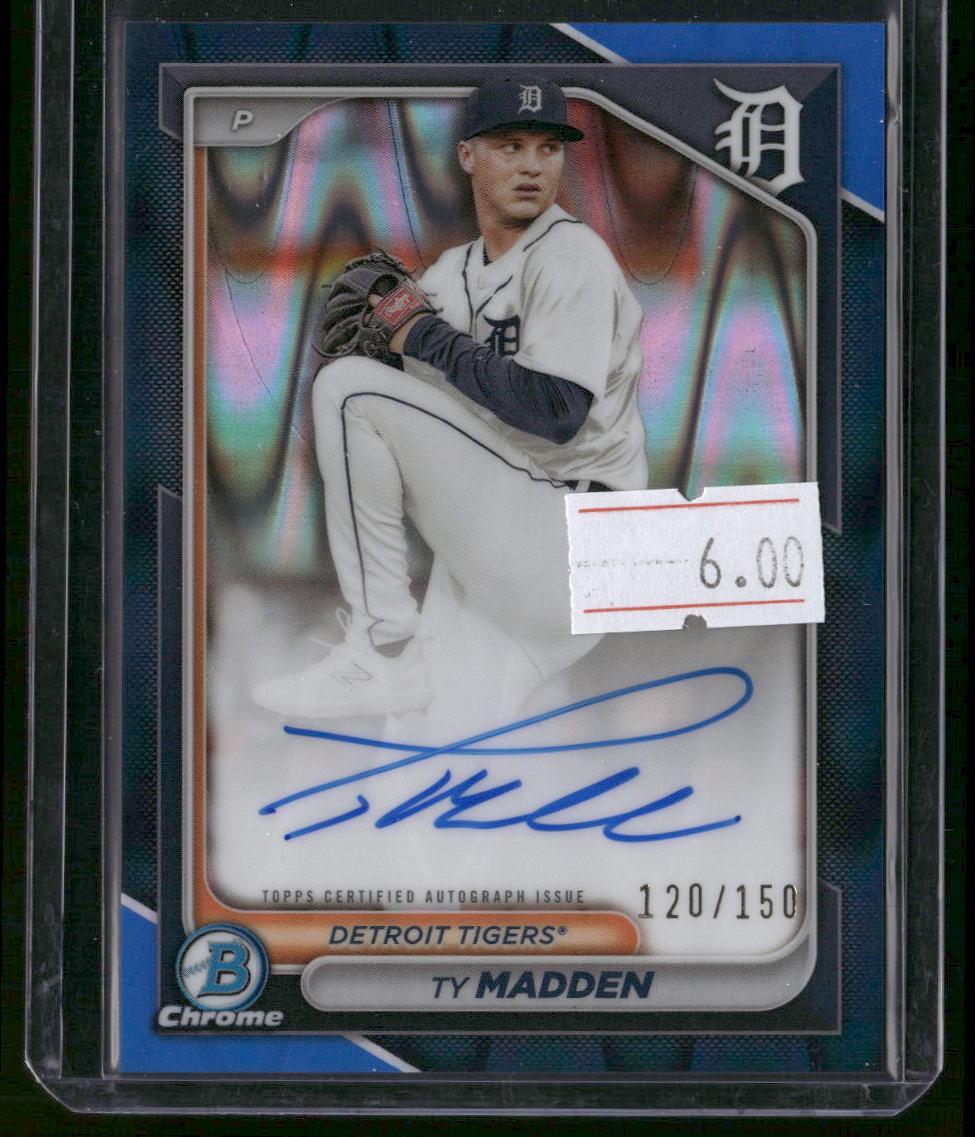 2024 Bowman Chrome #CPA-TM Ty Madden Prospects Autographs Blue Raywave /150