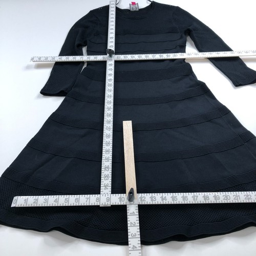 Vestido para mujer Vince Camuto mediano línea A malla en capas hasta la rodilla negro COMO NUEVO - Imagen 10 de 21